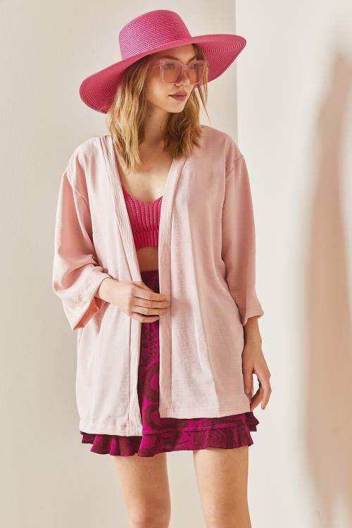 Pembe Oversize Dokulu Kimono 3YXK4-46988-20 - 4
