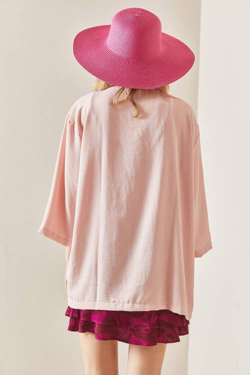 Pembe Oversize Dokulu Kimono 3YXK4-46988-20 - 6