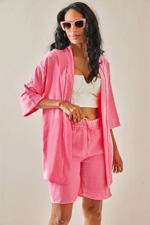 Pembe Şortlu Kimono Takım 3YXK8-47422-20 - 1