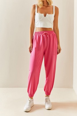 Pembe Yüksek Bel Jogger Eşofman Altı 3YXK8-47560-20 