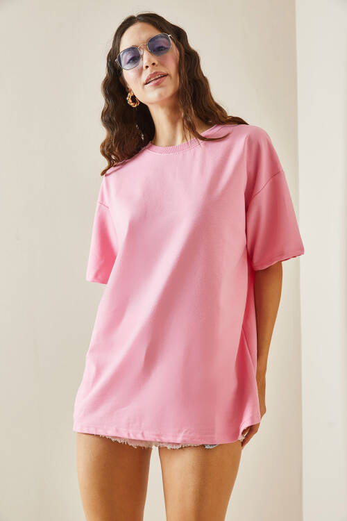 Pudra Oversize Basic Tişört 3YXK1-47087-50 - 5
