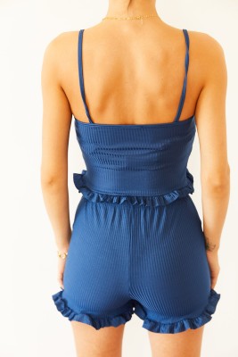 Saks Askılı Fırfırlı Pijama Takımı 2YXK8-46160-15 - 2