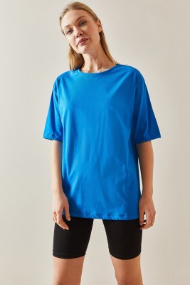 Saks Bisiklet Yaka Basic Oversize Tişört 4KXK1-47895-15 - 4