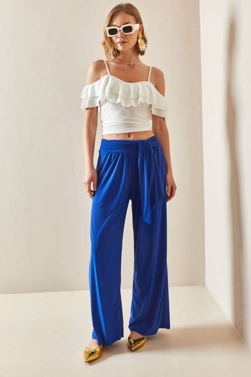 Saks Mavi Salaş Kesim Bol Paça Pantolon 3YXK5-47094-15 - 1