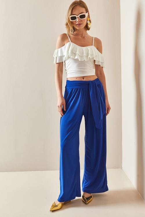 Saks Mavi Salaş Kesim Bol Paça Pantolon 3YXK5-47094-15 - 2