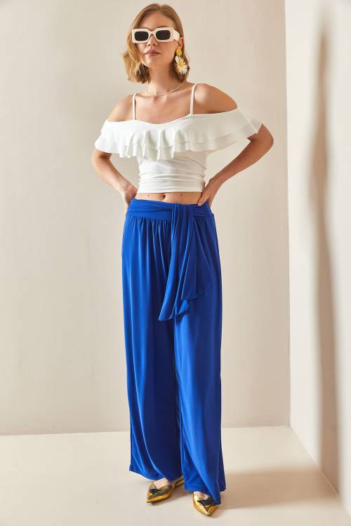 Saks Mavi Salaş Kesim Bol Paça Pantolon 3YXK5-47094-15 - 3