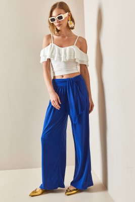 Saks Mavi Salaş Kesim Bol Paça Pantolon 3YXK5-47094-15 - 4