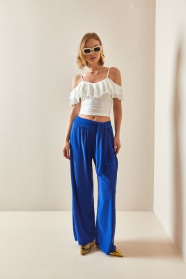 Saks Mavi Salaş Kesim Bol Paça Pantolon 3YXK5-47094-15 - 5
