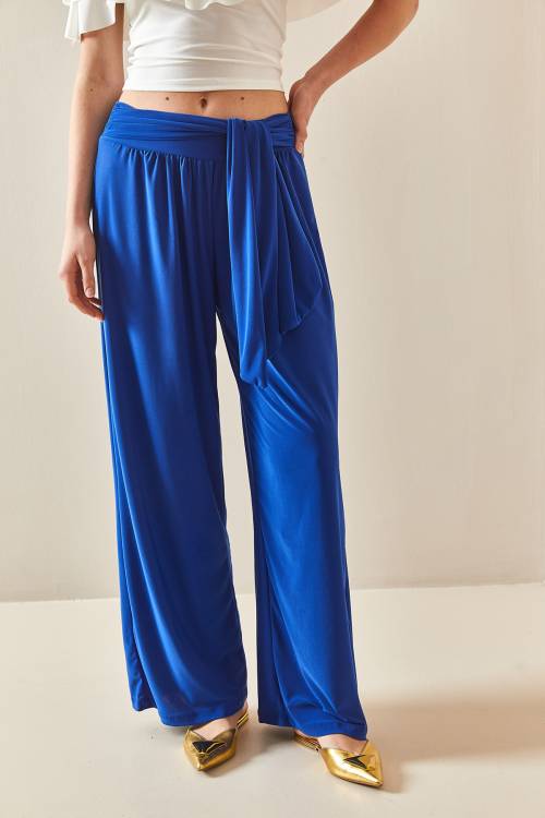 Saks Mavi Salaş Kesim Bol Paça Pantolon 3YXK5-47094-15 - 6