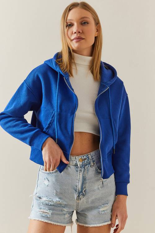 Saks Şardonlu Fermuarlı & Kapüşonlü Sweatshirt 4KXK8-47837-15 - 2