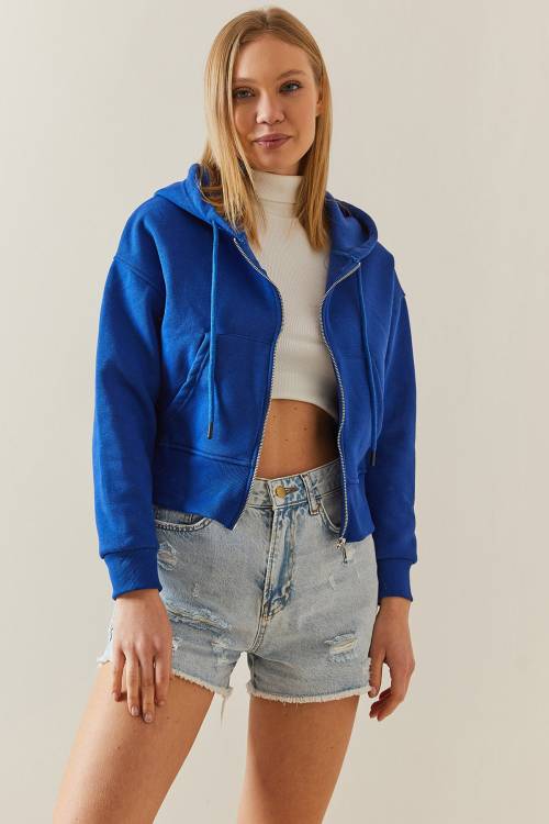 Saks Şardonlu Fermuarlı & Kapüşonlü Sweatshirt 4KXK8-47837-15 - 3