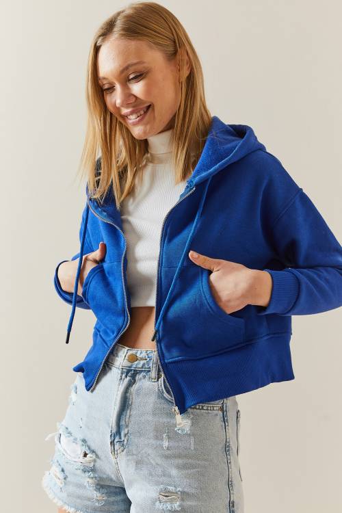 Saks Şardonlu Fermuarlı & Kapüşonlü Sweatshirt 4KXK8-47837-15 - 5