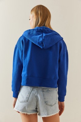 Saks Şardonlu Fermuarlı & Kapüşonlü Sweatshirt 4KXK8-47837-15 - 6