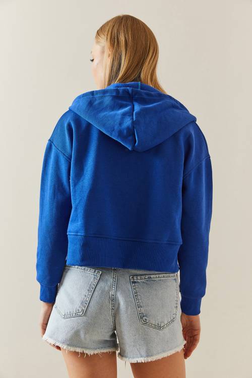 Saks Şardonlu Fermuarlı & Kapüşonlü Sweatshirt 4KXK8-47837-15 - 6