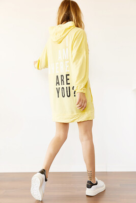 Sarı Sırt Baskılı Sweatshirt Elbise 0YXK8-44006-10 