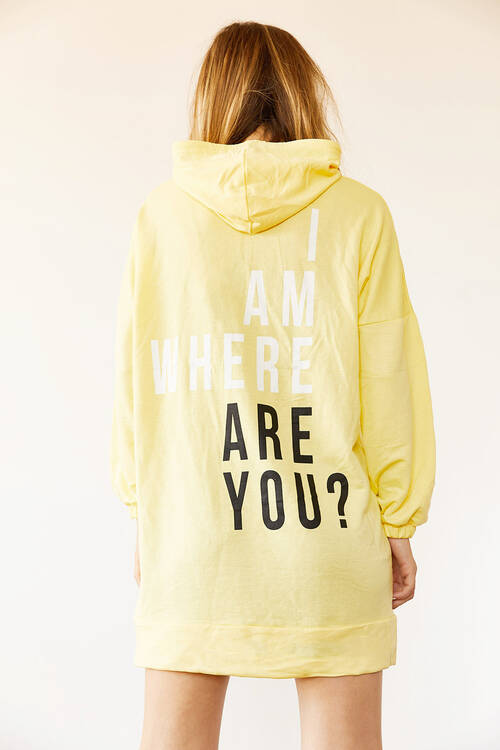 Sarı Sırt Baskılı Sweatshirt Elbise 0YXK8-44006-10 - 5