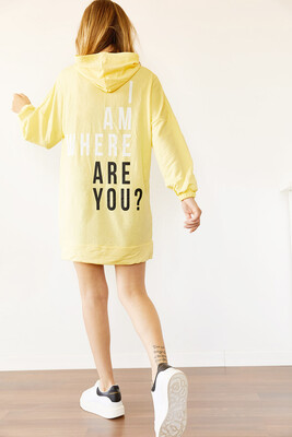 Sarı Sırt Baskılı Sweatshirt Elbise 0YXK8-44006-10 - 4