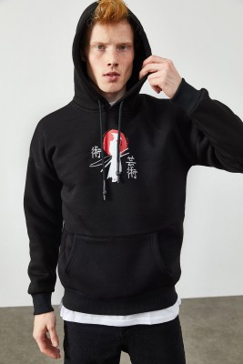 Siyah Arkası Baskı Detaylı Kapüşonlu Sweatshirt 2KXE8-45368-02 - 3