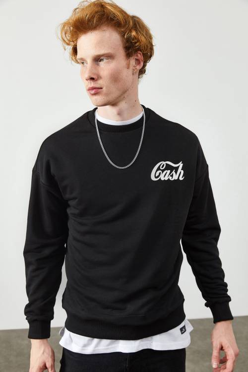 Siyah Arkası Baskı Detaylı Sweatshirt 2KXE8-45364-02 - 2