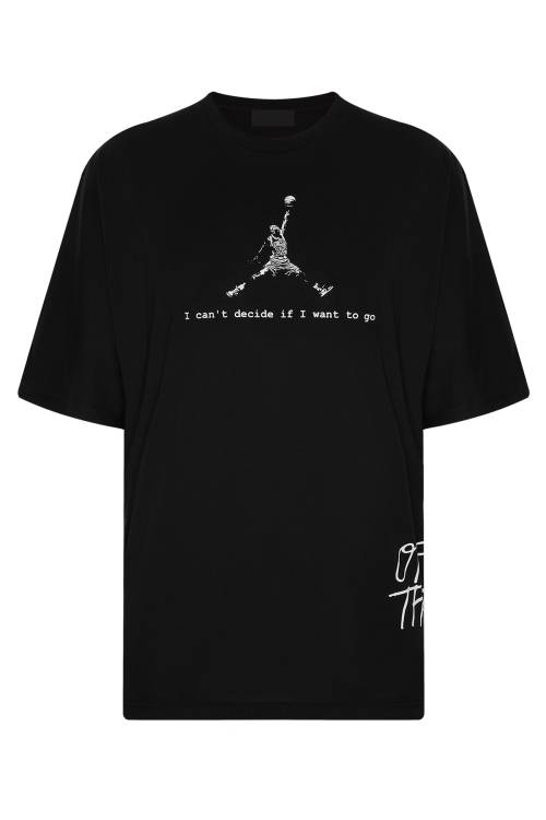 XHAN - Siyah Arkası Baskılı Oversize T-Shirt 2YXE2-45990-02