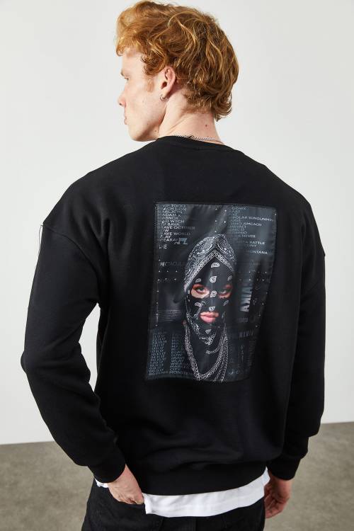 Siyah Arkası Baskılı Sweatshirt 2KXE8-45353-02 - 1