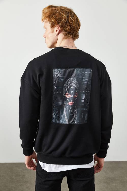 Siyah Arkası Baskılı Sweatshirt 2KXE8-45353-02 - 4