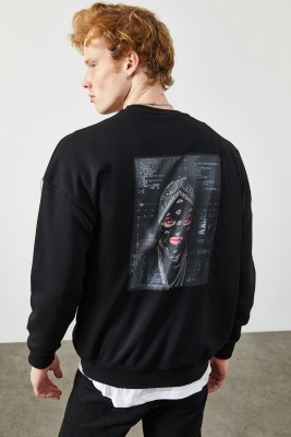 Siyah Arkası Baskılı Sweatshirt 2KXE8-45353-02 - 5