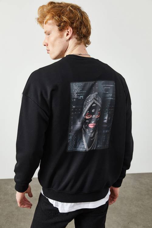Siyah Arkası Baskılı Sweatshirt 2KXE8-45353-02 - 5