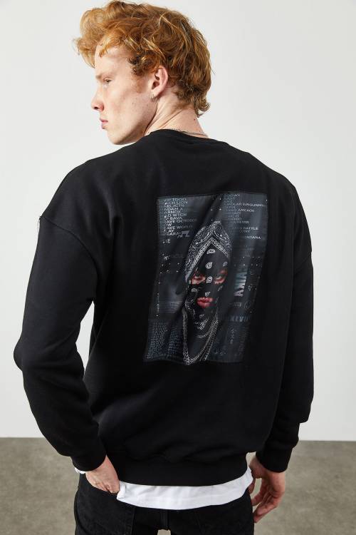 Siyah Arkası Baskılı Sweatshirt 2KXE8-45353-02 - 6