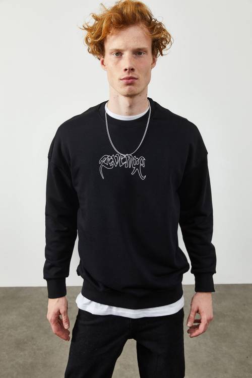 Siyah Arkası Baskılı Sweatshirt 2KXE8-45353-02 - 7