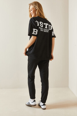 Siyah Arkası Yazılı Oversize Eşofman Takımı 5YXK8-48041-02 - 2