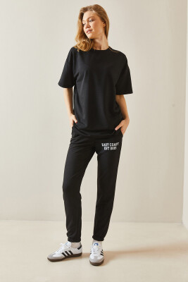 Siyah Arkası Yazılı Oversize Eşofman Takımı 5YXK8-48041-02 - 3