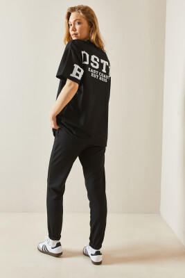 Siyah Arkası Yazılı Oversize Eşofman Takımı 5YXK8-48041-02 - 6