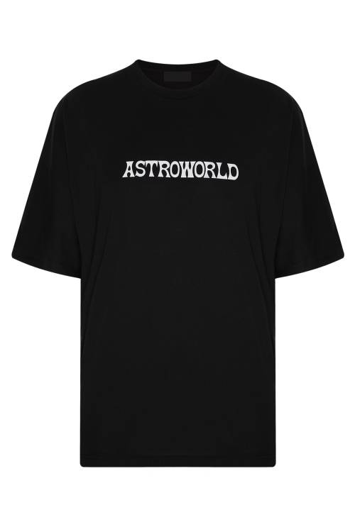 XHAN - Siyah Astronot Baskılı Oversize T-Shirt 2YXE2-45991-02