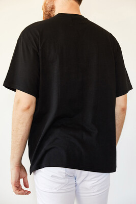 Siyah Basic Bol Kesim Oversize Tişört 0YXE1-44124-02 - 3