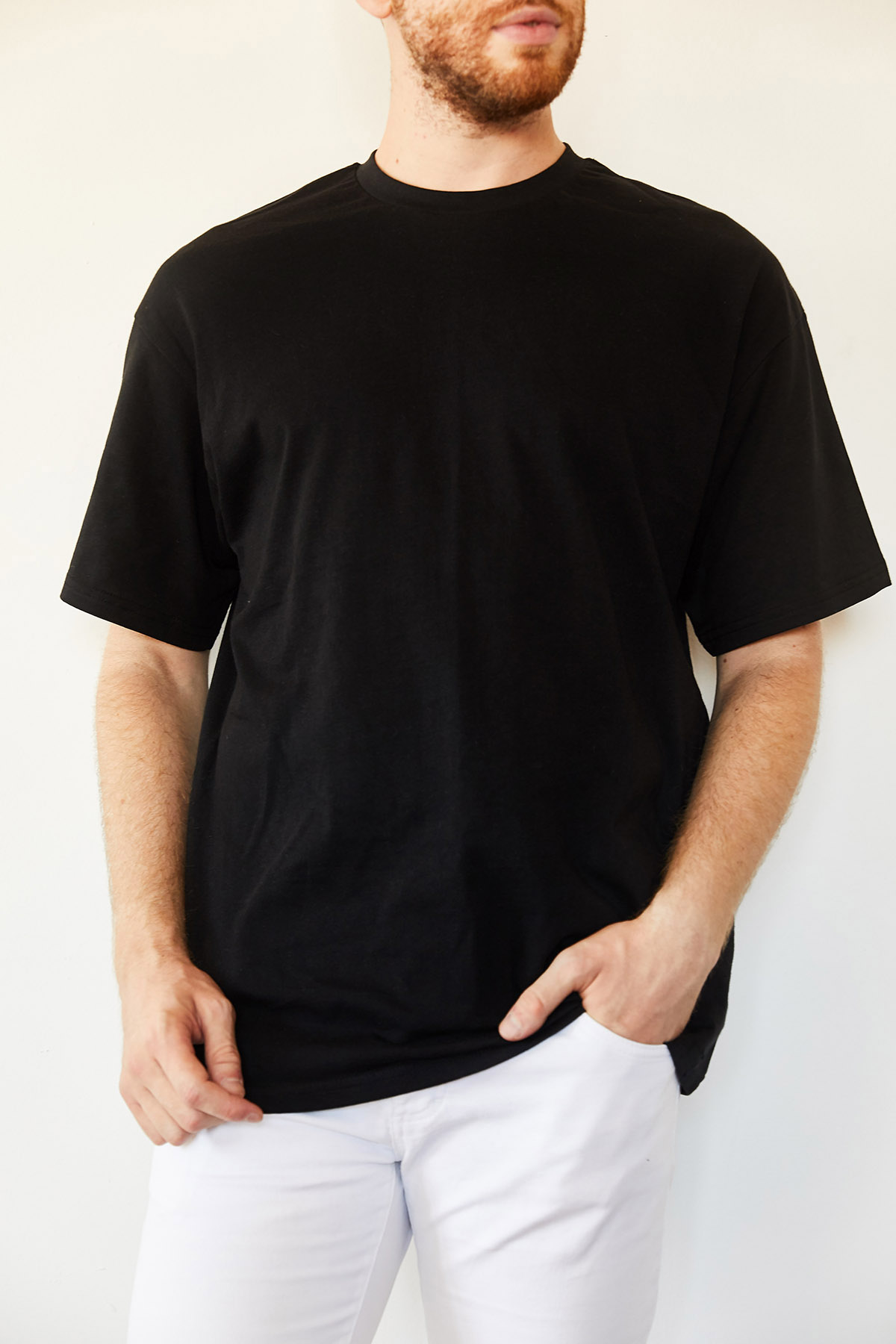 XHAN - Siyah Basic Bol Kesim Oversize T-Shirt 0YXE1-44124-02