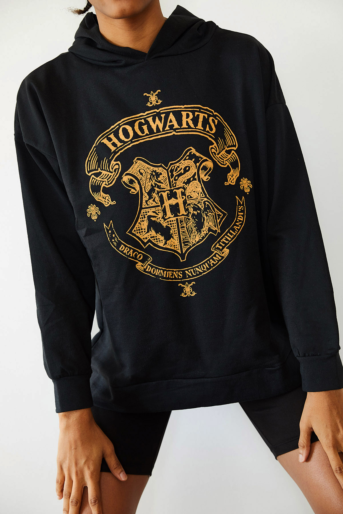 Siyah Baskılı Kapüşonlu Sweatshirt 1KXK8-44691-02 - 2