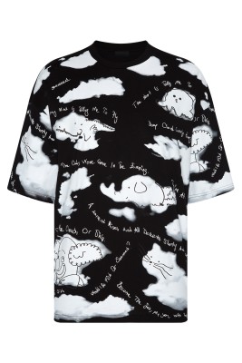 XHAN - Siyah Baskılı Oversize T-Shirt 2YXE2-45959-02