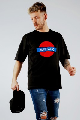 XHAN - Siyah Baskılı Salaş T-Shirt 1KXE1-44807-02