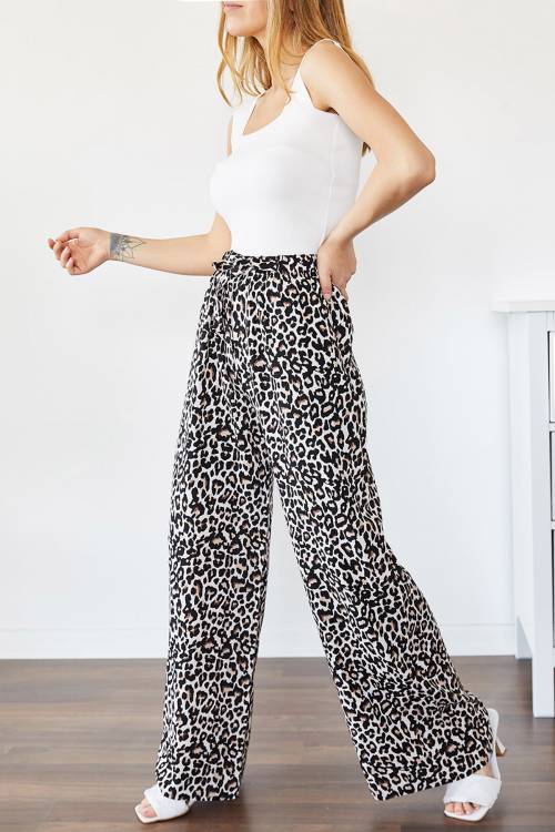 Siyah & Beyaz Leopar Desenli Pantolon 0YXK5-43850-02 - 1