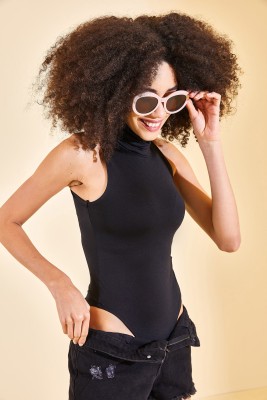 Siyah Boğazlı Çıtçıtlı Body 2YXK2-46126-02 
