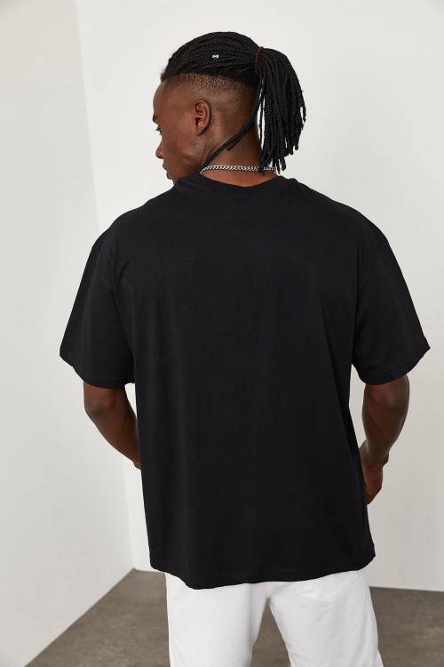 Siyah Cep Detaylı Oversize Tişört 1YXE1-45086-02 - 7