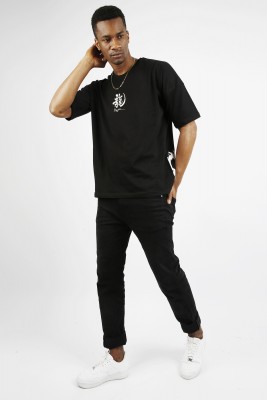 Siyah Chinese Baskılı Oversize Tişört 1YXE1-44910-02 - 7