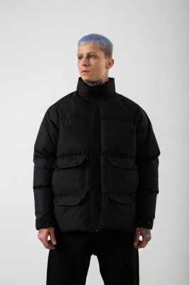 Siyah Çift Cepli Oversize Şişme Mont 3KXE4-46520-02 
