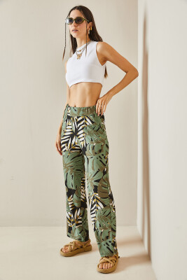 Siyah Desenli Fitilli Bol Paça Pantolon 5YXK5-48614-02 - 5