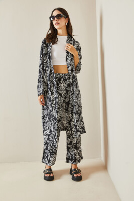 Siyah Desenli Kimono Takım 5YXK8-48669-02 - 4