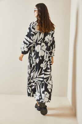 Siyah Desenli Maxi Elbise 5YXK6-48504-02 - 7