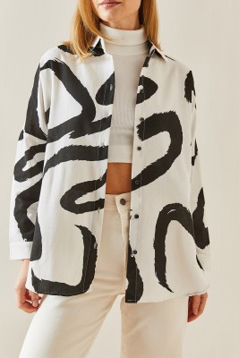 XHAN - Siyah Desenli Polo Yaka Gömlek 4KXK2-47757-02