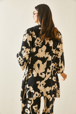 Siyah Desenli Viskon Kimono 5YXK4-48466-02 - 6