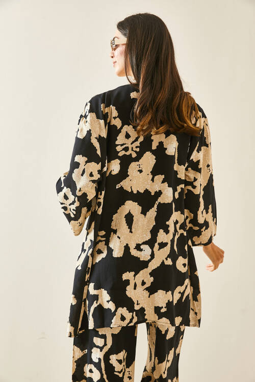 Siyah Desenli Viskon Kimono 5YXK4-48466-02 - 6